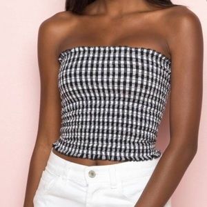 brandy melville smocked gingham tube top